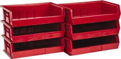 Quantum Storage - 60 Lb. Load Capacity, 10-7/8" Deep, Red Polypropylene Hopper Stacking Bin - 5" High x 16-1/2" Wide x 10-7/8" Long - Apex Tool & Supply