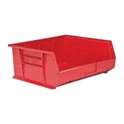 Quantum Storage - 75 Lb. Load Capacity, 14-3/4" Deep, Red Polypropylene Hopper Stacking Bin - 7" High x 16-1/2" Wide x 14-3/4" Long - Apex Tool & Supply