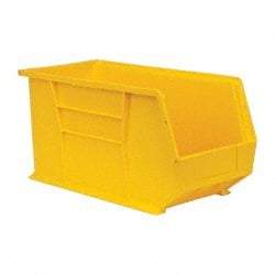 Quantum Storage - 60 Lb. Load Capacity, 18" Deep, Yellow Polypropylene Hopper Stacking Bin - 9" High x 8-1/4" Wide x 18" Long - Apex Tool & Supply