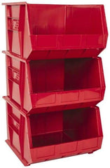Quantum Storage - 75 Lb. Load Capacity, 18" Deep, Red Polypropylene Hopper Stacking Bin - 11" High x 16-1/2" Wide x 18" Long - Apex Tool & Supply