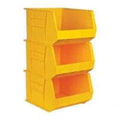 Quantum Storage - 75 Lb. Load Capacity, 18" Deep, Yellow Polypropylene Hopper Stacking Bin - 11" High x 16-1/2" Wide x 18" Long - Apex Tool & Supply