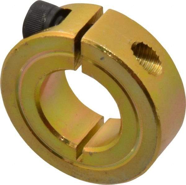 Climax Metal Products - 3/4" Bore, Steel, One Piece One Piece Split Shaft Collar - 1-1/2" Outside Diam, 1/2" Wide - Apex Tool & Supply