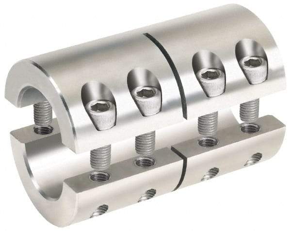 Climax Metal Products - 5/8 x 1/2" Bore, Stainless Steel, Two Piece Two Piece Split Shaft Collar - 1-5/16" Outside Diam, 2" Wide - Apex Tool & Supply