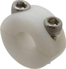 Climax Metal Products - 1/4" Bore, Plastic, Two Piece Clamping Shaft Collar - 5/8" Outside Diam, 9/32" Wide - Apex Tool & Supply