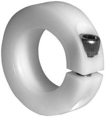Climax Metal Products - 1-1/16" Bore, Plastic, One Piece One Piece Split Shaft Collar - 1-7/8" Outside Diam, 1/2" Wide - Apex Tool & Supply
