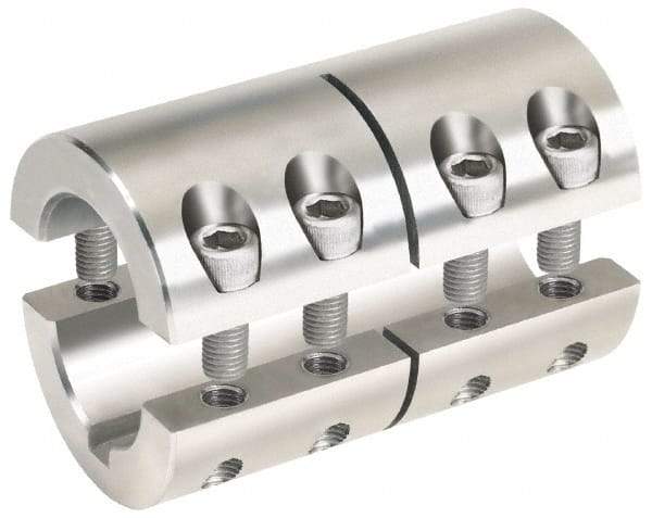 Climax Metal Products - 2" Bore, Stainless Steel, With Keyway Two Piece Split Shaft Collar - 3-3/8" Outside Diam, 4-7/8" Wide - Apex Tool & Supply