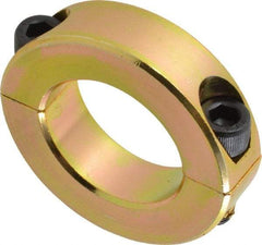 Climax Metal Products - 1-1/8" Bore, Steel, Two Piece Clamping Shaft Collar - 1-7/8" Outside Diam, 1/2" Wide - Apex Tool & Supply