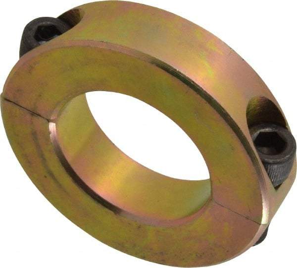 Climax Metal Products - 1-3/16" Bore, Steel, Two Piece Clamping Shaft Collar - 2-1/16" Outside Diam, 1/2" Wide - Apex Tool & Supply