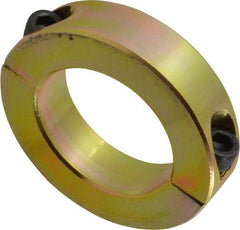 Climax Metal Products - 1-1/2" Bore, Steel, Two Piece Clamping Shaft Collar - 2-3/8" Outside Diam, 9/16" Wide - Apex Tool & Supply