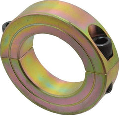 Climax Metal Products - 1-11/16" Bore, Steel, Two Piece Clamping Shaft Collar - 2-3/4" Outside Diam, 11/16" Wide - Apex Tool & Supply