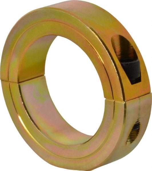 Climax Metal Products - 2-3/16" Bore, Steel, Two Piece Clamping Shaft Collar - 3-1/4" Outside Diam, 3/4" Wide - Apex Tool & Supply