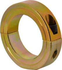 Climax Metal Products - 2-3/16" Bore, Steel, Two Piece Clamping Shaft Collar - 3-1/4" Outside Diam, 3/4" Wide - Apex Tool & Supply