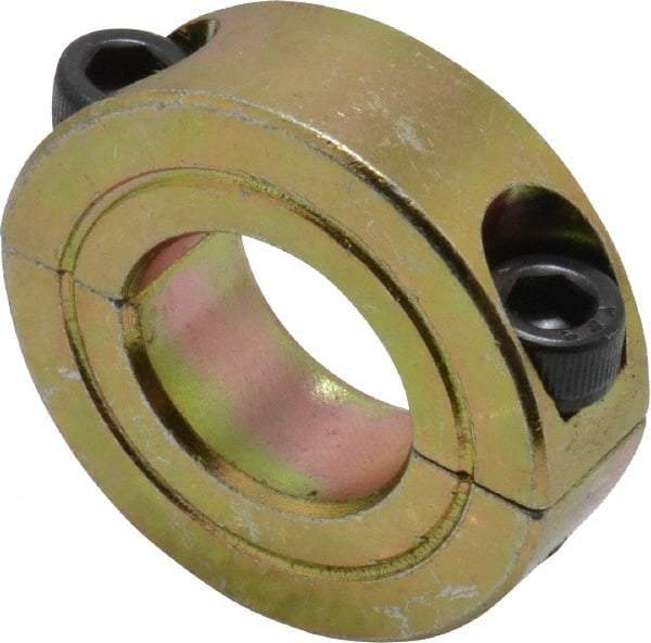 Climax Metal Products - 11/16" Bore, Steel, Two Piece Clamping Shaft Collar - 1-3/8" Outside Diam, 7/16" Wide - Apex Tool & Supply