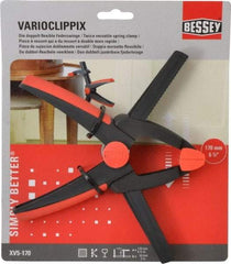 Bessey - 6-1/2" Jaw Opening Capacity, 2" Throat Depth, Double Variable Jaw, Spring Clamp - Plastic Body, Plastic Handle, Plastic Tip, 9" OAL - Apex Tool & Supply