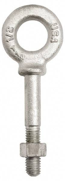Gibraltar - 2,200 Lb Capacity, Stainless Steel, 1/2-13 Thread, Fixed Lifting Eye Bolt - Partially Threaded, 6" Shank, 3" Thread Length, Shoulder - Apex Tool & Supply
