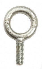 Gibraltar - 6,000 Lb Capacity, Steel, 3/4-10 Thread, Fixed Lifting Eye Bolt - Fully Threaded, 4-1/2" Shank, 4-1/2" Thread Length, No Shoulder - Apex Tool & Supply