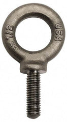 Gibraltar - 9,000 Lb Capacity, Forged Steel, 1-8 Thread, Fixed Lifting Eye Bolt - Fully Threaded, 3" Shank, 3" Thread Length, Shoulder - Apex Tool & Supply