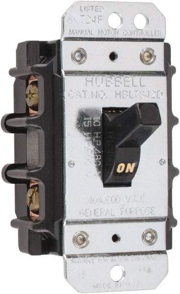 Hubbell Wiring Device-Kellems - 2 Poles, 40 Amp, Open Toggle Manual Motor Starter - 15 hp, CSA Certified & UL Listed - Apex Tool & Supply