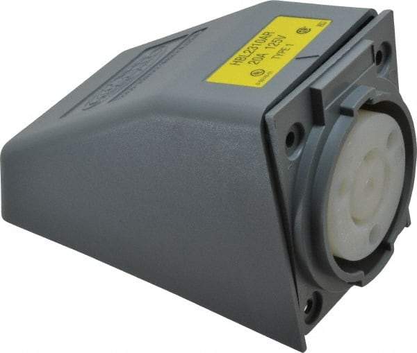 Hubbell Wiring Device-Kellems - 125 VAC, 20 Amp, L5-20R NEMA, Self Grounding Receptacle - 2 Poles, 3 Wire, Female End, Gray - Apex Tool & Supply