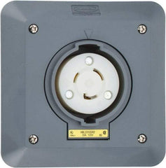 Hubbell Wiring Device-Kellems - 125 VAC, 20 Amp, L5-20R NEMA, Self Grounding Receptacle - 2 Poles, 3 Wire, Female End, Gray - Apex Tool & Supply