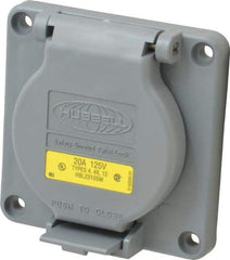 Hubbell Wiring Device-Kellems - 125 VAC, 20 Amp, L5-20R NEMA, Self Grounding Receptacle - 2 Poles, 3 Wire, Female End, Gray - Apex Tool & Supply