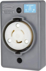 Hubbell Wiring Device-Kellems - 250 VAC, 20 Amp, L6-20R NEMA, Self Grounding Receptacle - 2 Poles, 3 Wire, Female End, Gray - Apex Tool & Supply