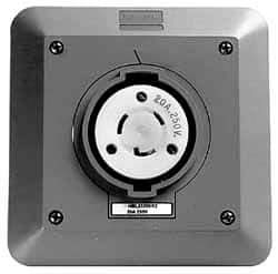 Hubbell Wiring Device-Kellems - 120/208 VAC, 20 Amp, L21-20R NEMA, Self Grounding Receptacle - 4 Poles, 5 Wire, Female End, Gray - Apex Tool & Supply