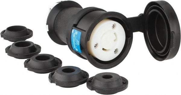 Hubbell Wiring Device-Kellems - 250 VAC, 20 Amp, L6-20R Configuration, Industrial Grade, Self Grounding Connector - 1 Phase, 2 Poles, IP66, 0.36 to 0.93 Inch Cord Diameter - Apex Tool & Supply