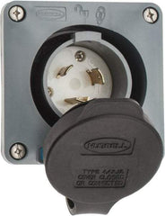 Hubbell Wiring Device-Kellems - 250 VAC, 20 Amp, L6-20P NEMA, Self Grounding Inlet - 2 Poles, 3 Wire, Male End, Gray - Apex Tool & Supply