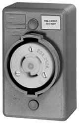 Hubbell Wiring Device-Kellems - 277 VAC, 20 Amp, L7-20R NEMA, Self Grounding Receptacle - 2 Poles, 3 Wire, Female End, Gray - Apex Tool & Supply