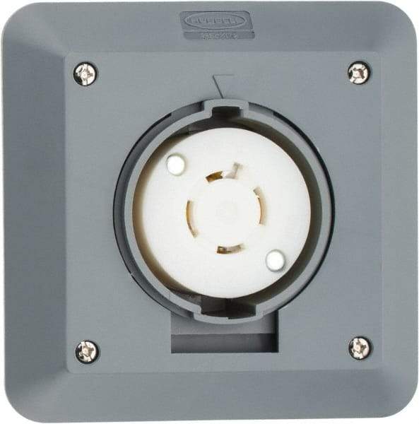 Hubbell Wiring Device-Kellems - 125/250 VAC, 20 Amp, L14-20R NEMA, Self Grounding Receptacle - 3 Poles, 4 Wire, Female End, Gray - Apex Tool & Supply