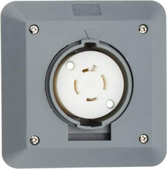 Hubbell Wiring Device-Kellems - 125/250 VAC, 20 Amp, L14-20R NEMA, Self Grounding Receptacle - 3 Poles, 4 Wire, Female End, Gray - Apex Tool & Supply