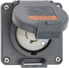 Hubbell Wiring Device-Kellems - 125/250 VAC, 20 Amp, L14-20R NEMA, Self Grounding Receptacle - 3 Poles, 4 Wire, Female End, Gray - Apex Tool & Supply