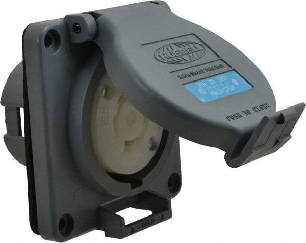Hubbell Wiring Device-Kellems - 250 VAC, 20 Amp, L15-20R NEMA, Self Grounding Receptacle - 3 Poles, 4 Wire, Female End, Gray - Apex Tool & Supply