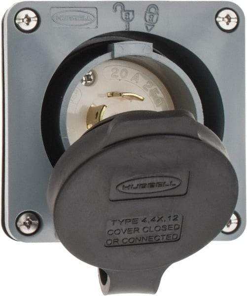 Hubbell Wiring Device-Kellems - 250 VAC, 20 Amp, L15-20P NEMA, Self Grounding Inlet - 3 Poles, 4 Wire, Male End, Gray - Apex Tool & Supply