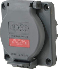 Hubbell Wiring Device-Kellems - 480 VAC, 20 Amp, L16-20R NEMA, Self Grounding Receptacle - 3 Poles, 4 Wire, Female End, Gray - Apex Tool & Supply