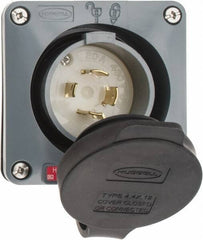 Hubbell Wiring Device-Kellems - 480 VAC, 20 Amp, L16-20P NEMA, Self Grounding Inlet - 3 Poles, 4 Wire, Male End, Gray - Apex Tool & Supply