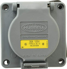 Hubbell Wiring Device-Kellems - 125 VAC, 30 Amp, L5-30R NEMA, Self Grounding Receptacle - 2 Poles, 3 Wire, Female End, Gray - Apex Tool & Supply