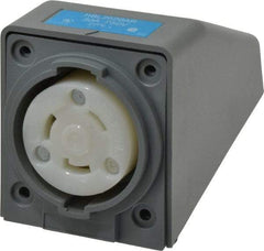Hubbell Wiring Device-Kellems - 250 VAC, 30 Amp, L6-30R NEMA, Self Grounding Receptacle - 2 Poles, 3 Wire, Female End, Gray - Apex Tool & Supply