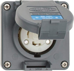 Hubbell Wiring Device-Kellems - 250 VAC, 30 Amp, L6-30R NEMA, Self Grounding Receptacle - 2 Poles, 3 Wire, Female End, Gray - Apex Tool & Supply