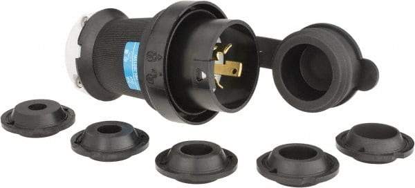 Hubbell Wiring Device-Kellems - 250 VAC, 30 Amp, L6-30P Configuration, Industrial Grade, Self Grounding Plug - 1 Phase, 2 Poles, IP66, 0.36 to 0.93 Inch Cord Diameter - Apex Tool & Supply