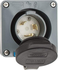 Hubbell Wiring Device-Kellems - 250 VAC, 30 Amp, L6-30P NEMA, Self Grounding Inlet - 2 Poles, 3 Wire, Male End, Gray - Apex Tool & Supply