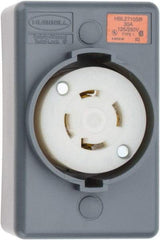 Hubbell Wiring Device-Kellems - 125/250 VAC, 30 Amp, L14-30R NEMA, Self Grounding Receptacle - 3 Poles, 4 Wire, Female End, Gray - Apex Tool & Supply