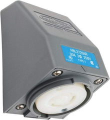Hubbell Wiring Device-Kellems - 250 VAC, 30 Amp, L15-30R NEMA, Self Grounding Receptacle - 3 Poles, 4 Wire, Female End, Gray - Apex Tool & Supply