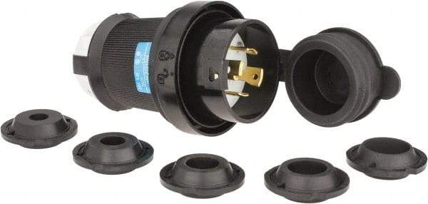 Hubbell Wiring Device-Kellems - 250 VAC, 30 Amp, L15-30P Configuration, Industrial Grade, Self Grounding Plug - 3 Phase, 3 Poles, IP66, 0.35 to 1.15 Inch Cord Diameter - Apex Tool & Supply