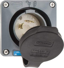 Hubbell Wiring Device-Kellems - 250 VAC, 30 Amp, L15-30P NEMA, Self Grounding Inlet - 3 Poles, 4 Wire, Male End, Gray - Apex Tool & Supply