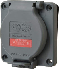 Hubbell Wiring Device-Kellems - 480 VAC, 30 Amp, L16-30R NEMA, Self Grounding Receptacle - 3 Poles, 4 Wire, Female End, Gray - Apex Tool & Supply