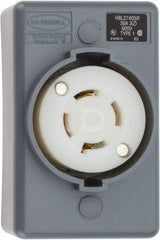 Hubbell Wiring Device-Kellems - 600 VAC, 30 Amp, L17-30R NEMA, Self Grounding Receptacle - 3 Poles, 4 Wire, Female End, Gray - Apex Tool & Supply