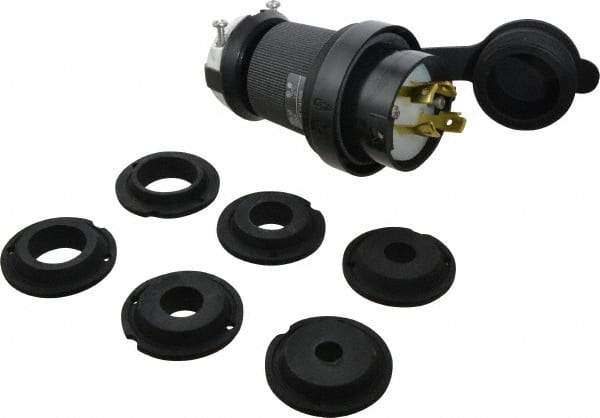 Hubbell Wiring Device-Kellems - 600 VAC, 30 Amp, L17-30P Configuration, Industrial Grade, Self Grounding Plug - 3 Phase, 3 Poles, IP66, 0.35 to 1.15 Inch Cord Diameter - Apex Tool & Supply
