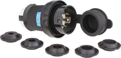 Hubbell Wiring Device-Kellems - 120/208 VAC, 30 Amp, L21-30P Configuration, Industrial Grade, Self Grounding Plug - 3 Phase, 4 Poles, IP66, 0.35 to 1.15 Inch Cord Diameter - Apex Tool & Supply